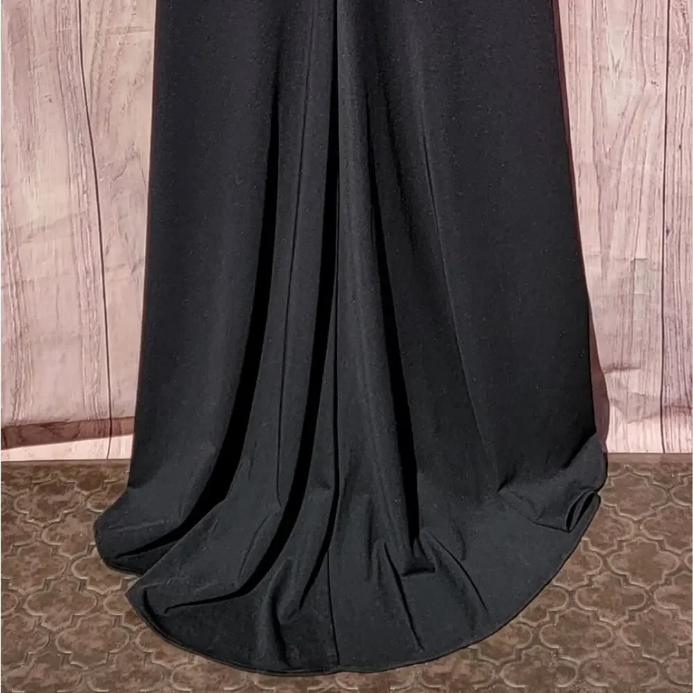 NWT La Femme Black Leather Crisscrossed 2 Piece Gown, Sz 10 - Picture 6 of 10